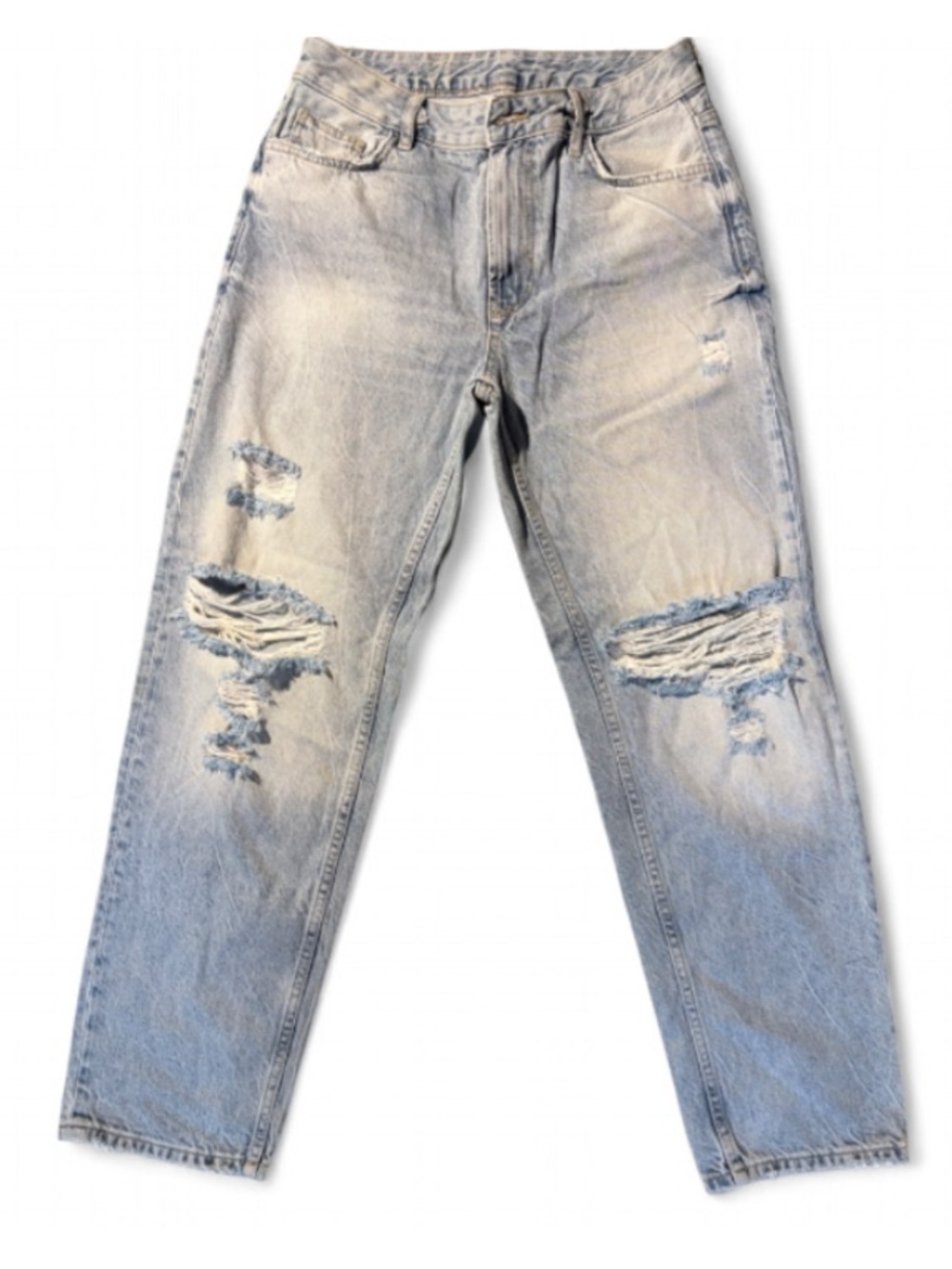 Denim Collection Distressed Light Wash Straight Leg Jeans NWOT